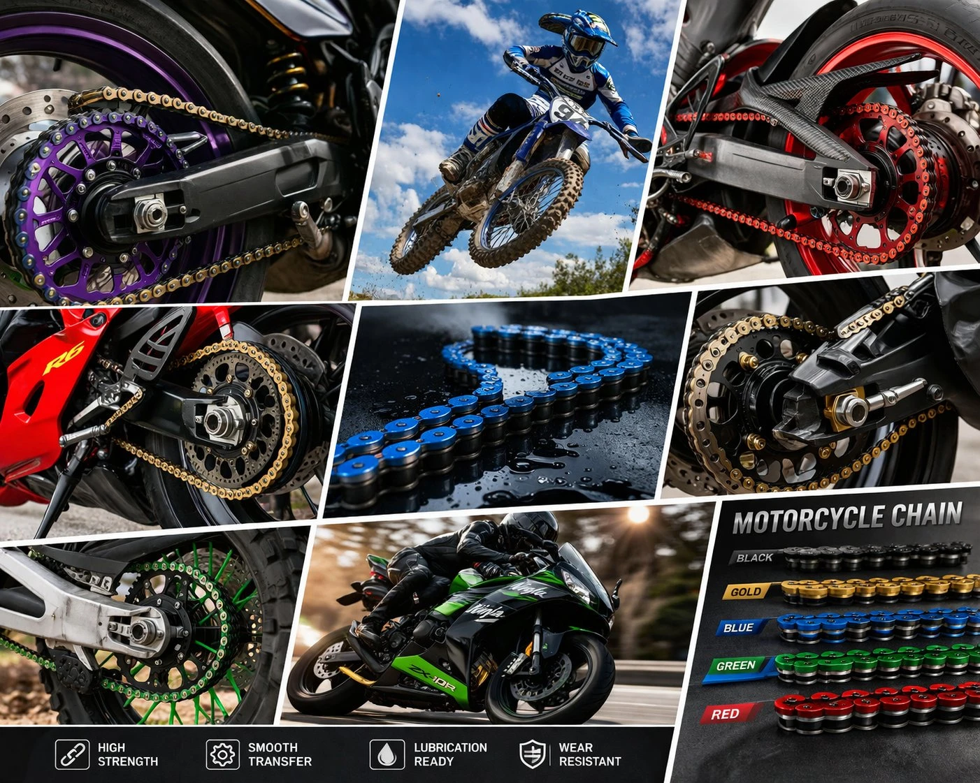 motorcycle chain daily commuting street scooter 420 428 pitch chain application urban riding